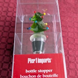 Pier 1 Festive Green Christmas Tree Bottle Stopper